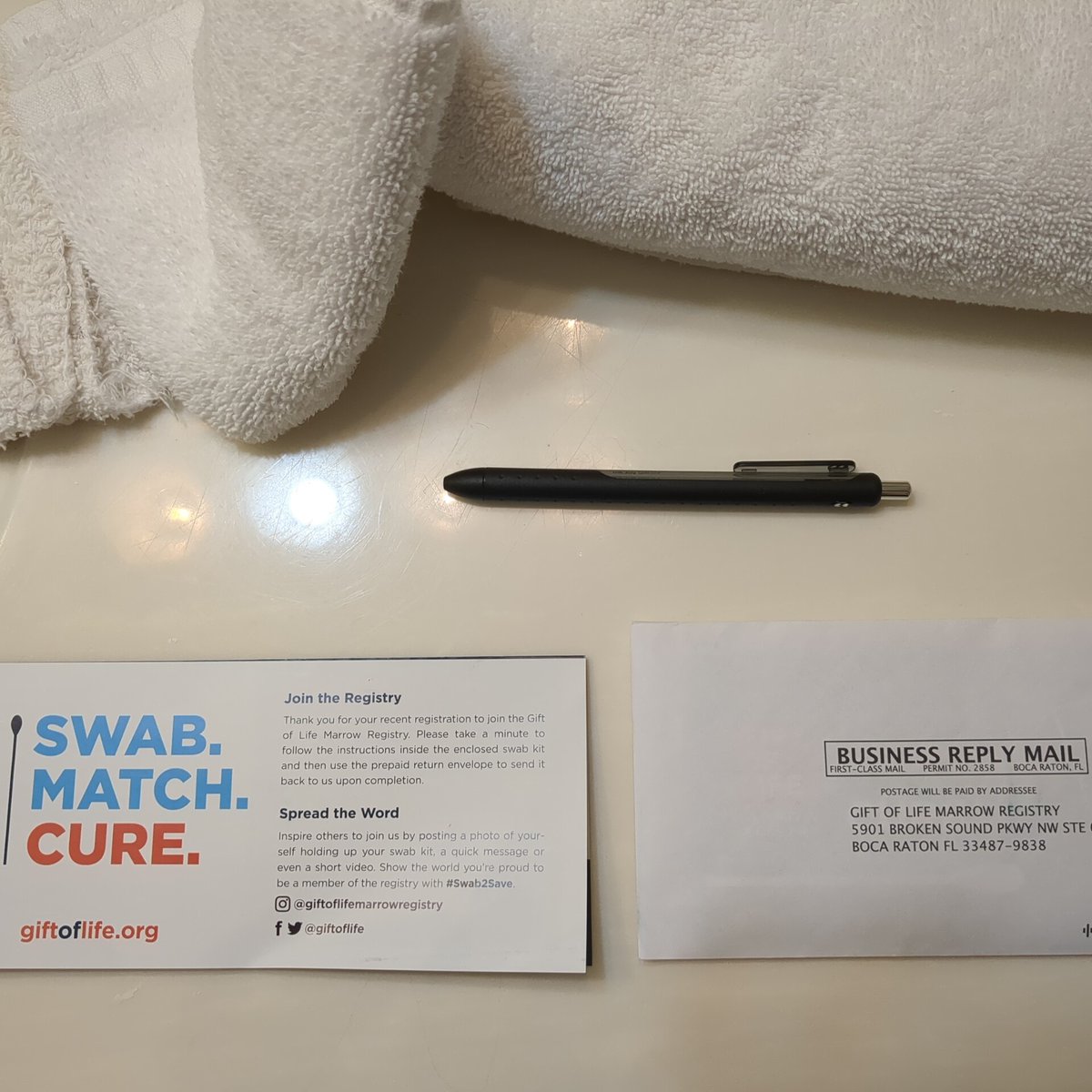 Sending these in! #Swab2Save Thank you @GiftofLife marrow registry Go to giftoflife.org to become a stem cell donor cause it's cool! :)