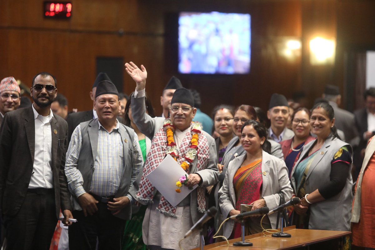 Prime Minister Pushpa Kamal Dahal has taken the vote of confidence from the Parliament for the fourth time after assuming office 18 months ago. 📸 @shahbarsha