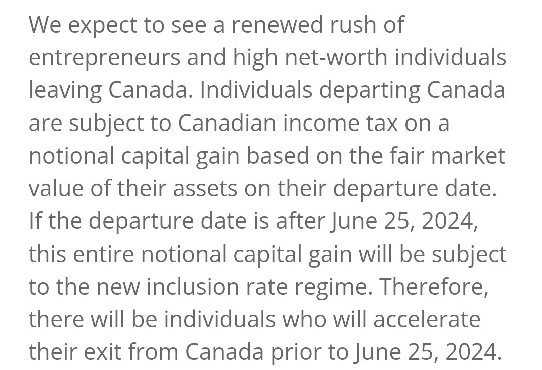 Canada is making it such that people who try to leave the country are taxed higher (even if the assets are illiquid, like company equity) lmao psycho ex vibes