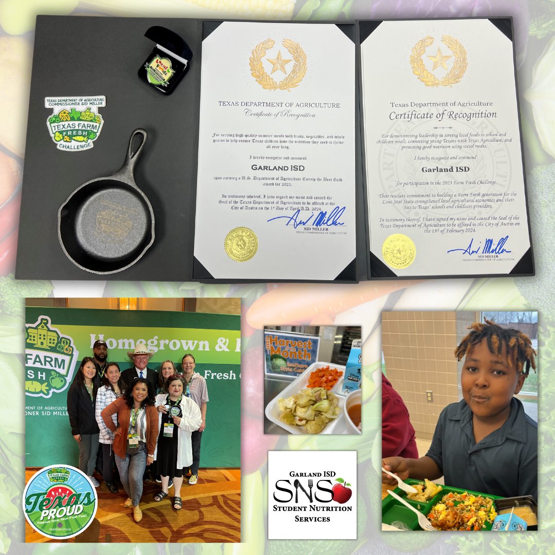 🍊Last week at #MegaCon we accepted the Best of the Bunch award for the Farm Fresh Challenge and gold for Turnip the Beet! These awards acknowledge integration of fresh, local produce integrated into our menus for our students to enjoy! #FarmFreshChallenge #TurniptheBeet #TXAg