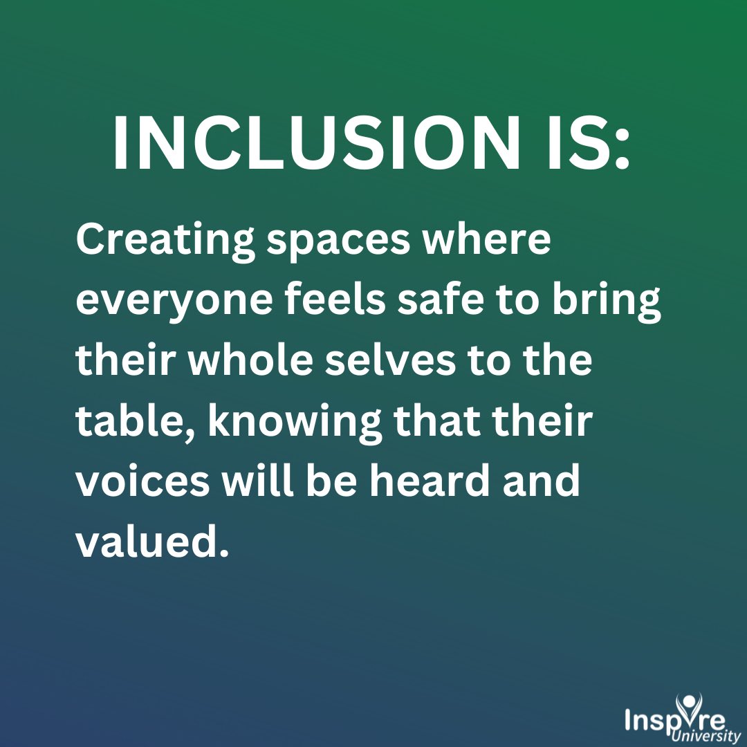 Inclusion is creating spaces where everyone feels safe to bring their whole selves to the table, knowing that their voices will be heard and valued. #InspireU #DisabilityInclusion #DisabilityAction #InspirationalSpeaker #MotivationalSpeaker