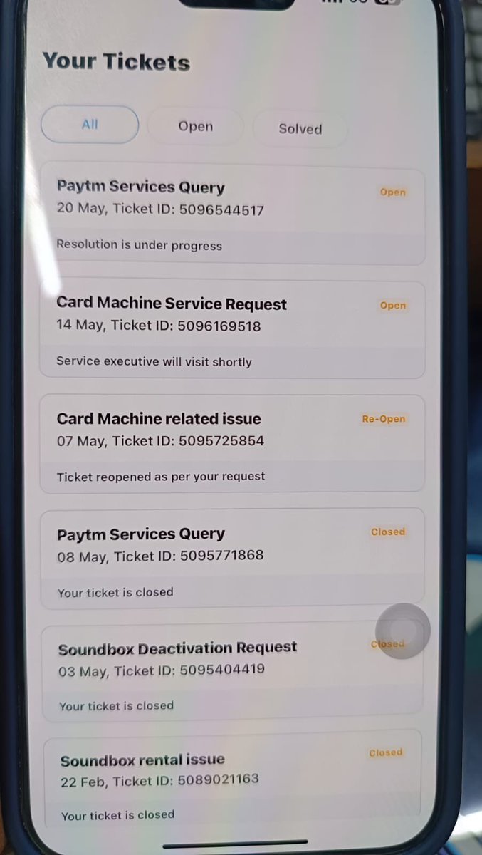 Hi @Paytmcare @PaytmBusiness 
As A Bussines Owner Iam Very Disappointed About Your Customer Care Team  From 07/05/24 Im Raising The Issue That My Paytm Swiping Pos Machine is Not Working 
Today is 20/05/24 / Please Give some Resolution Thankyou