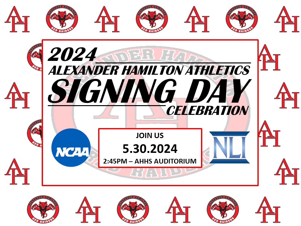 Hamilton Athletics (@redraiderad) on Twitter photo Mark your calendars! AHHS #SeniorSigningDay will be held on Thursday, May 30th, 2024 at 2:45pm in the AHHS Auditorium <a href="/hamiltonhs/">AlexanderHamiltonHS</a> <a href="/Amandafucci1/">Coach Fucci</a> <a href="/kevin_budzynski/">Kevin Budzynski</a> <a href="/eufsd/">Elmsford UFSD</a> Mark your calendars! AHHS #SeniorSigningDay will be held on Thursday, May 30th, 2024 at 2:45pm in the AHHS Auditorium <a href="/hamiltonhs/">AlexanderHamiltonHS</a> <a href="/Amandafucci1/">Coach Fucci</a> <a href="/kevin_budzynski/">Kevin Budzynski</a> <a href="/eufsd/">Elmsford UFSD</a>