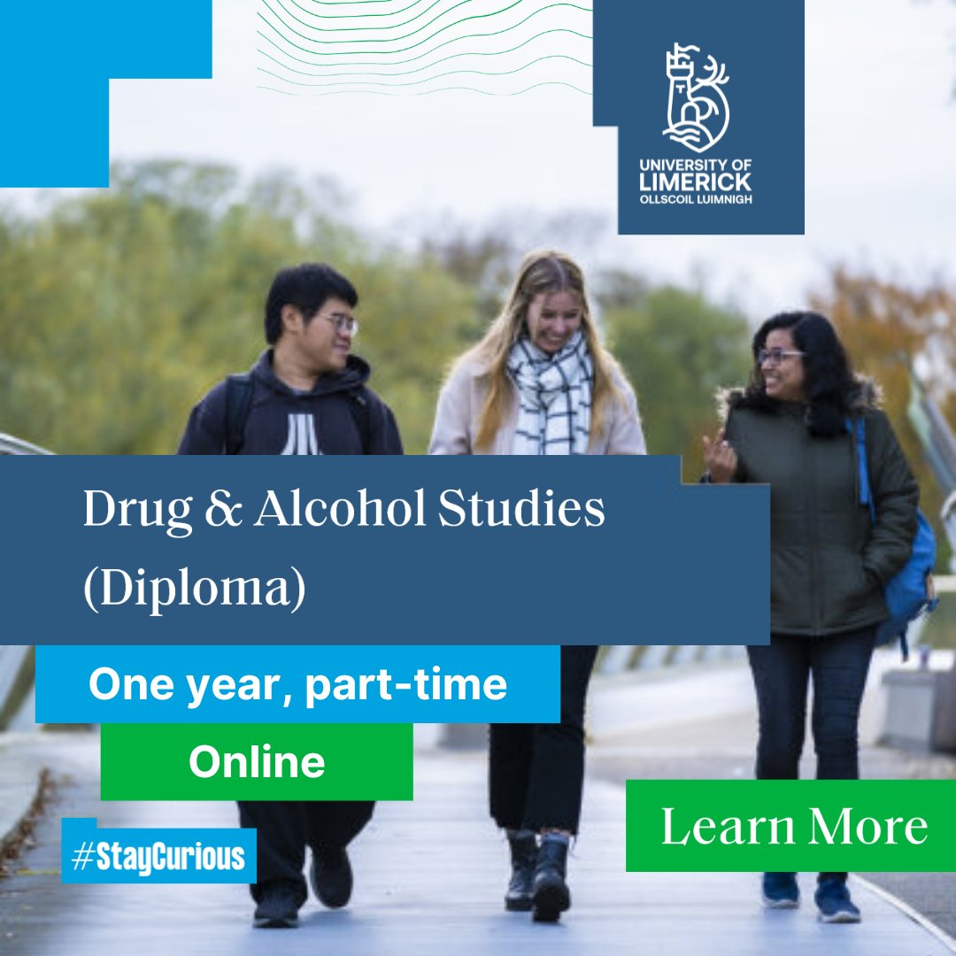 Who should apply for Drug & Alcohol Studies - Diploma? Individuals actively engaged in management of drug and alcohol use and dependency, healthcare professionals or those working with groups at risk for drug and alcohol related issues. 👉 ul.ie/gps/drug-alcoh… #StayCurious