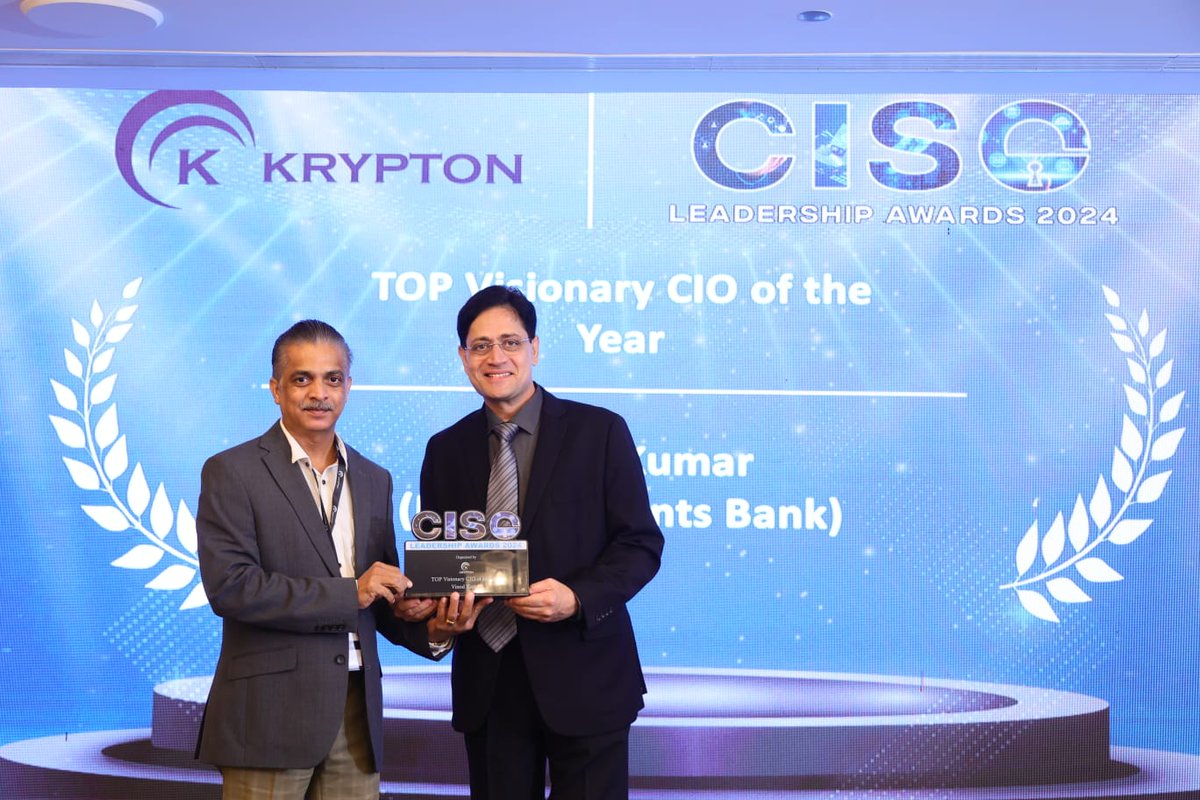 When you set your sights on the goals and steadfastly work towards achieving them, recognition follows. Happy to share that Mr. Vinod Kumar, CIO, FPB has been honoured as the “TOP Visionary CIO of the Year” at the recently held CISO Leadership Awards 2024 Mumbai. #award #congrats