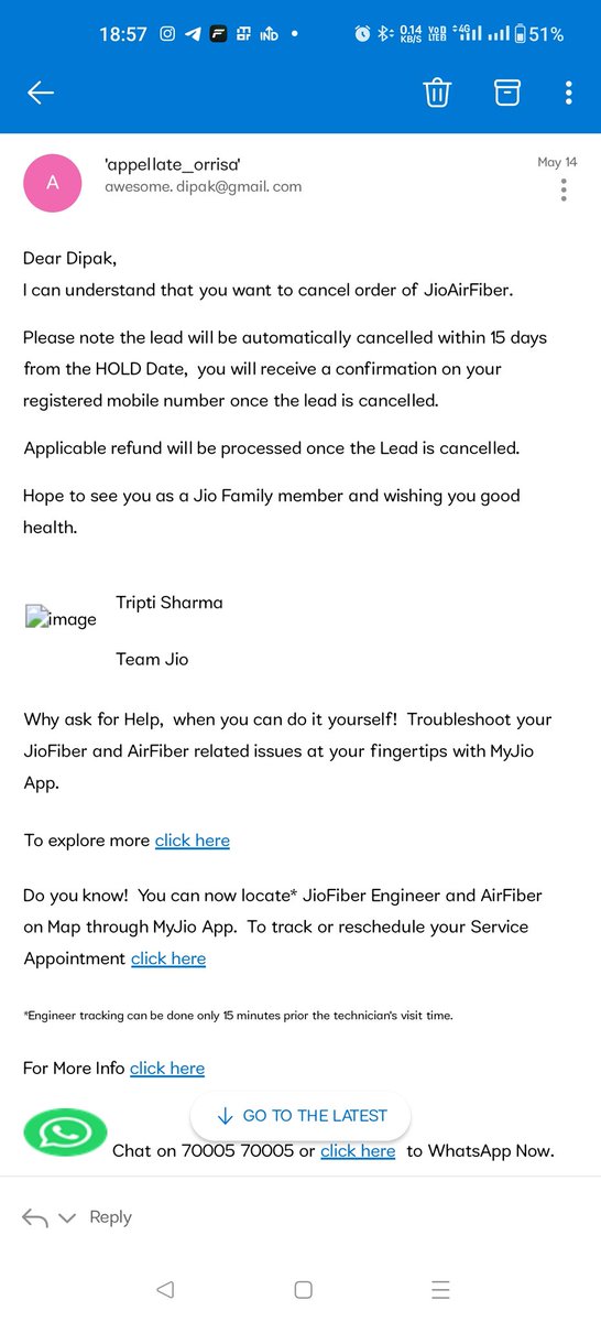 djdcodeofficial's tweet photo. @AshwiniVaishnaw Dear Ashwin Ji, am reaching out to you because @JioCare @reliancejio is harrassing my old parents by not refunding their installation amount since more than a month and just giving hopes. I work outside home and called emailed multiple times but no hope Help? https://t.co/9KHk9C5tpf