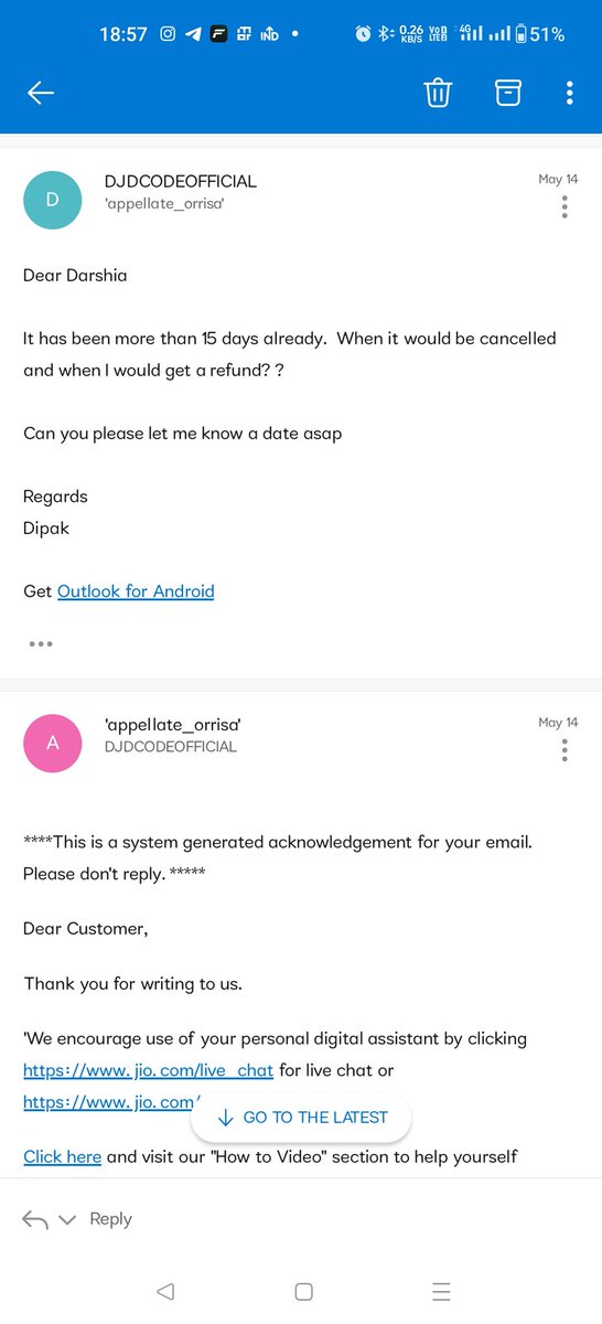 djdcodeofficial's tweet photo. @AshwiniVaishnaw Dear Ashwin Ji, am reaching out to you because @JioCare @reliancejio is harrassing my old parents by not refunding their installation amount since more than a month and just giving hopes. I work outside home and called emailed multiple times but no hope Help? https://t.co/9KHk9C5tpf