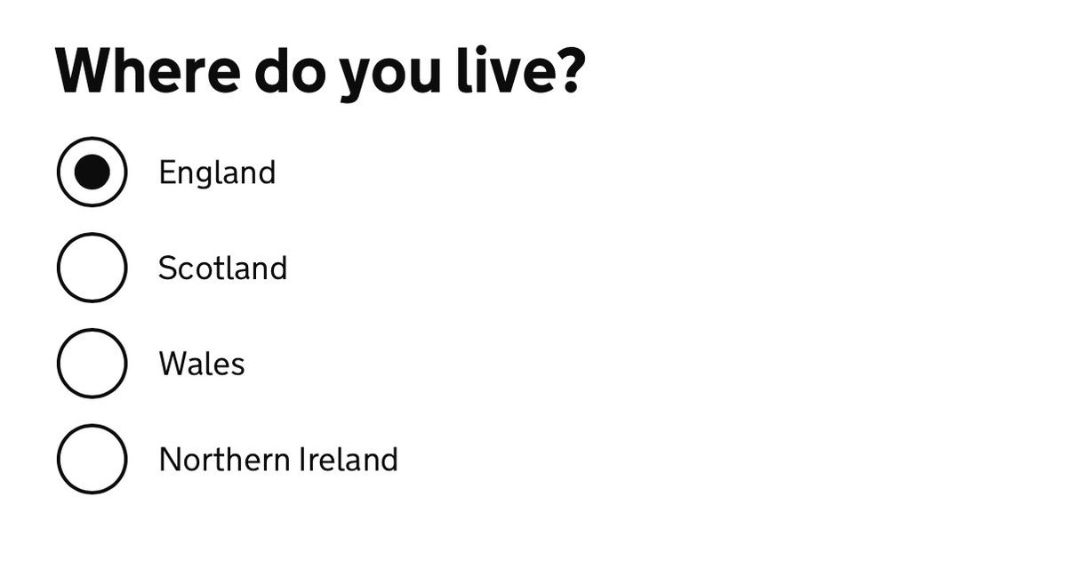uxuiuk's tweet photo. @BigMeanInternet At an early UK Govt digital project, I came up with a custom radio button. It was bigger and tested better than the system radio button. Everyone thought it looked too big and out of place. But we followed user tests.  Then all UK govt sites adopted. Probably a convention now! https://t.co/MaeVOpfOjn