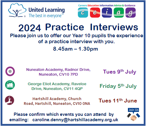Can you help with 1, 2 or indeed all 3 days ?!! Please contact Caroline if you can support this great opportunity to support 3 of our Nuneaton schools.