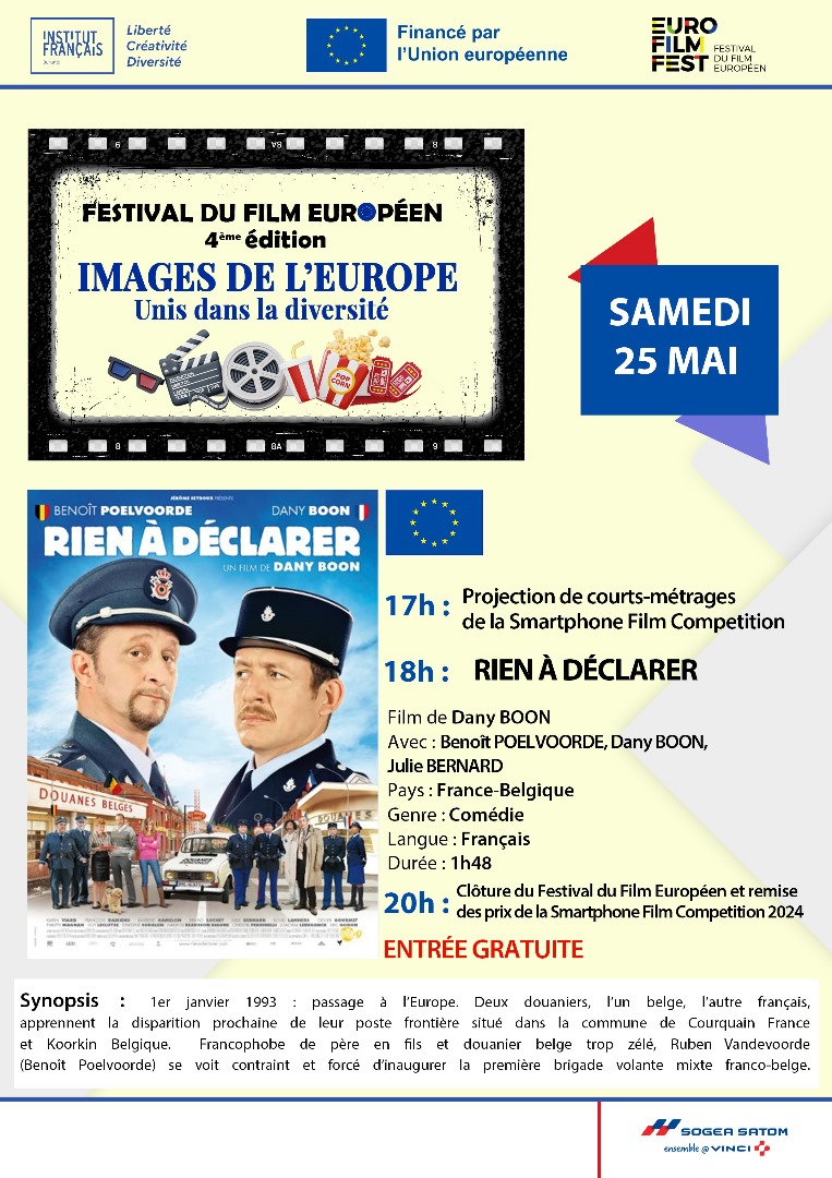 🎞 Samedi à 17h : CINEMA - Clôture du Festival du Film Européen & remise des prix de la Smartphone Film Competition - Rien à déclarer de Dany BOON (Belgique-France) 🇪🇺 @UEauBurundi 🔆 Entrée gratuite, Kaze !