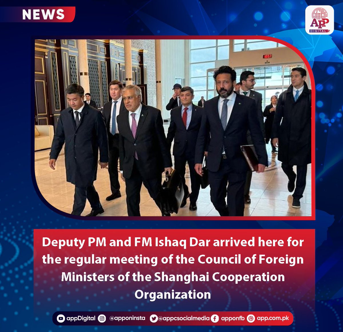 Deputy Prime Minister and Foreign Minister Senator Mohammad @MIshaqDar50 arrived here for the regular meeting of the Council of Foreign Ministers of the Shanghai Cooperation Organization (SCO). app.com.pk/national/dpm-i…