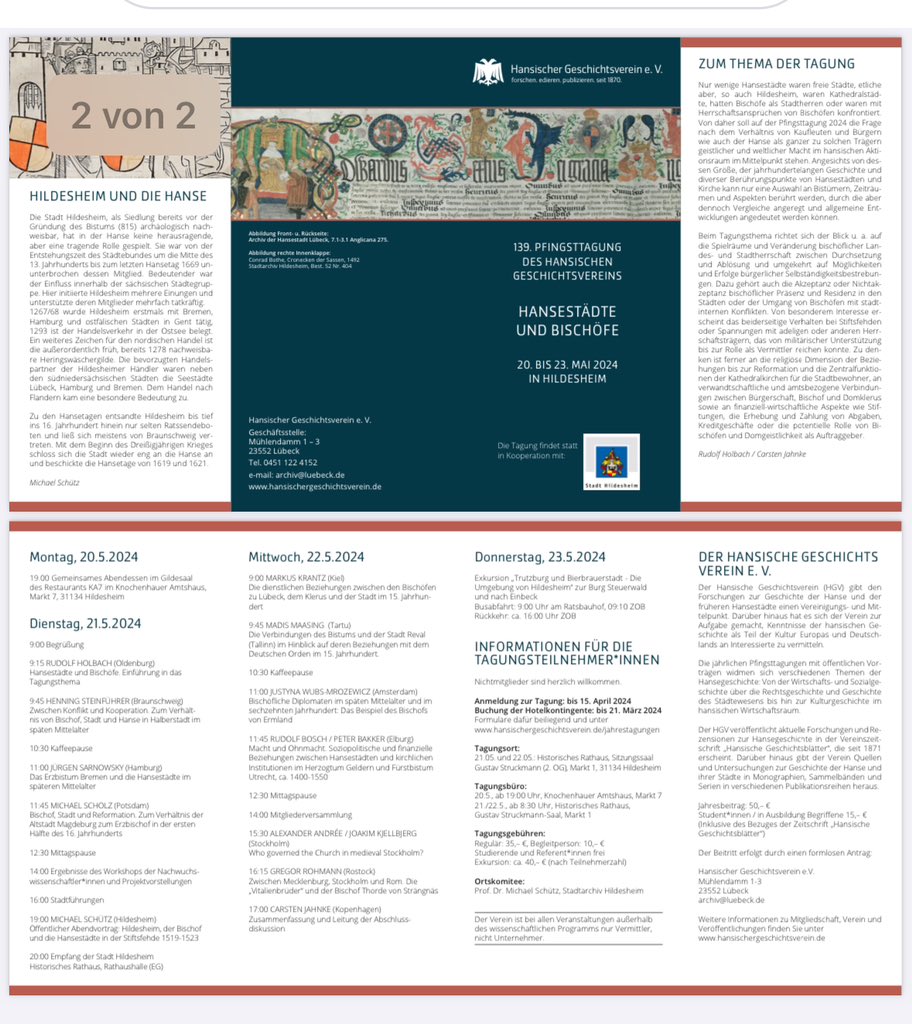 FSternfeld's tweet photo. Bevor es morgen an den Bodensee geht zur #ICOMbosy24 ‚Zwischenstopp‘ in Hildesheim zur 139. #Pfingsttagung des #HansischerGeschichtsverein.
Thema: »Hansestädte & Bischöfe« 👉 Infos unter: https://t.co/jEgrs4q1Or
#Hansegeschichte #Hanseforschung #hanse4ever #Pfingsttagung139 https://t.co/u7BSKdBWsH