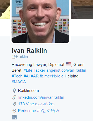 13thKai's tweet photo. #Raiklin

I find it interesting prior to 2017, Raiklin was not involved with politics on his @Raiklin acct after he went to Trump's Inaugural Ball. Then he changed his bio to be more political and was showing he was more involved in politics. Complete night and day. 🤔 https://t.co/VO9chJlzDC