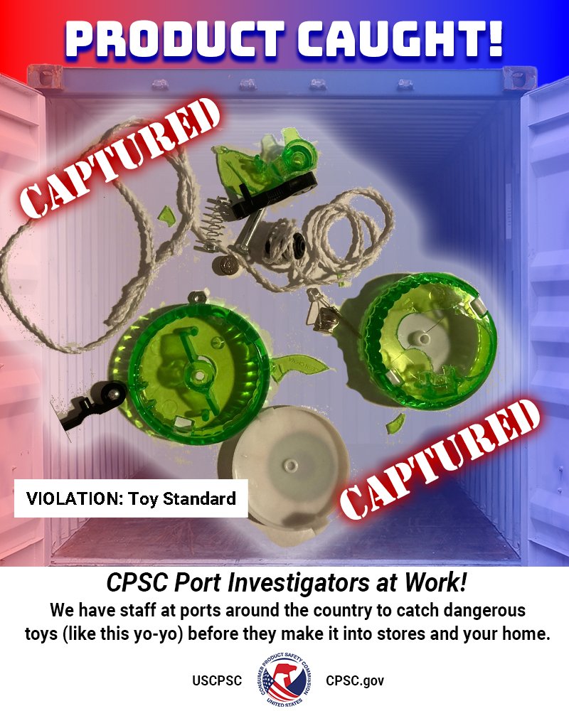 Got a flimsy yo-yo! This toy couldn’t stand up to use & abuse testing and could cause real damage to a young child, including a button-cell battery that could have been ingested. CPSC has a mandatory product safety standard for children’s toys to make sure they are safe.