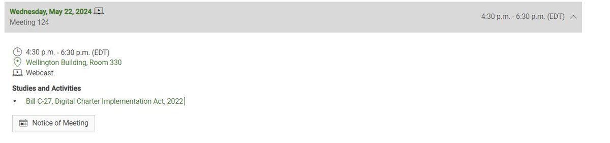 Wednesday, May 22, 2024 
Meeting 124
4:30 p.m. - 6:30 p.m. (EDT)
Studies and Activities
Canada PIPEDA Reform (Bill C-27)