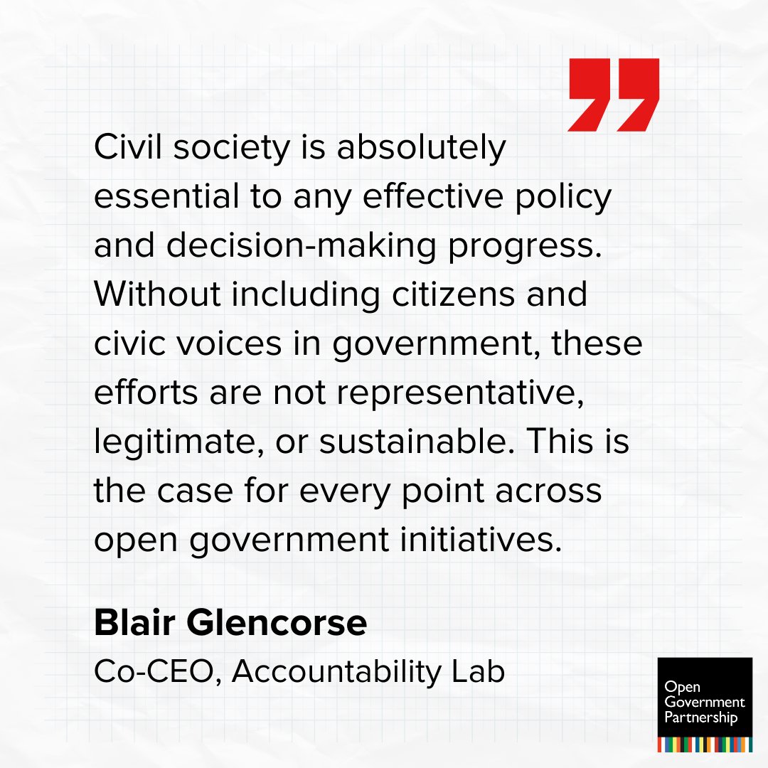 #ICYMI. In this month's #FacesofOpenGov, @blairglencorse sheds light on the role of civil society in shaping global open governance initiatives and promoting tangible change ahead of #OpenGovWeek Read more below!👇 opengovpartnership.org/stories/faces-…