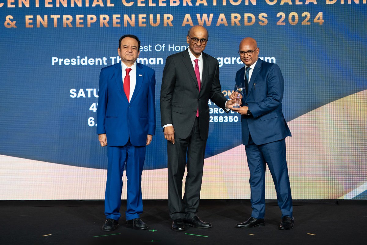 ApacTeamwork's tweet photo. 🌟 We are thrilled to announce that Mr. Gyanendra Kumar, CEO of the #Infotrust Group, has been honored with the Entrepreneur Award 2024 by the Honourable President of Singapore, Tharman Shanmugaratnam, at the SICCI Centennial Celebration and Entrepreneur Award 2024 🎉 https://t.co/jc81P12z8j