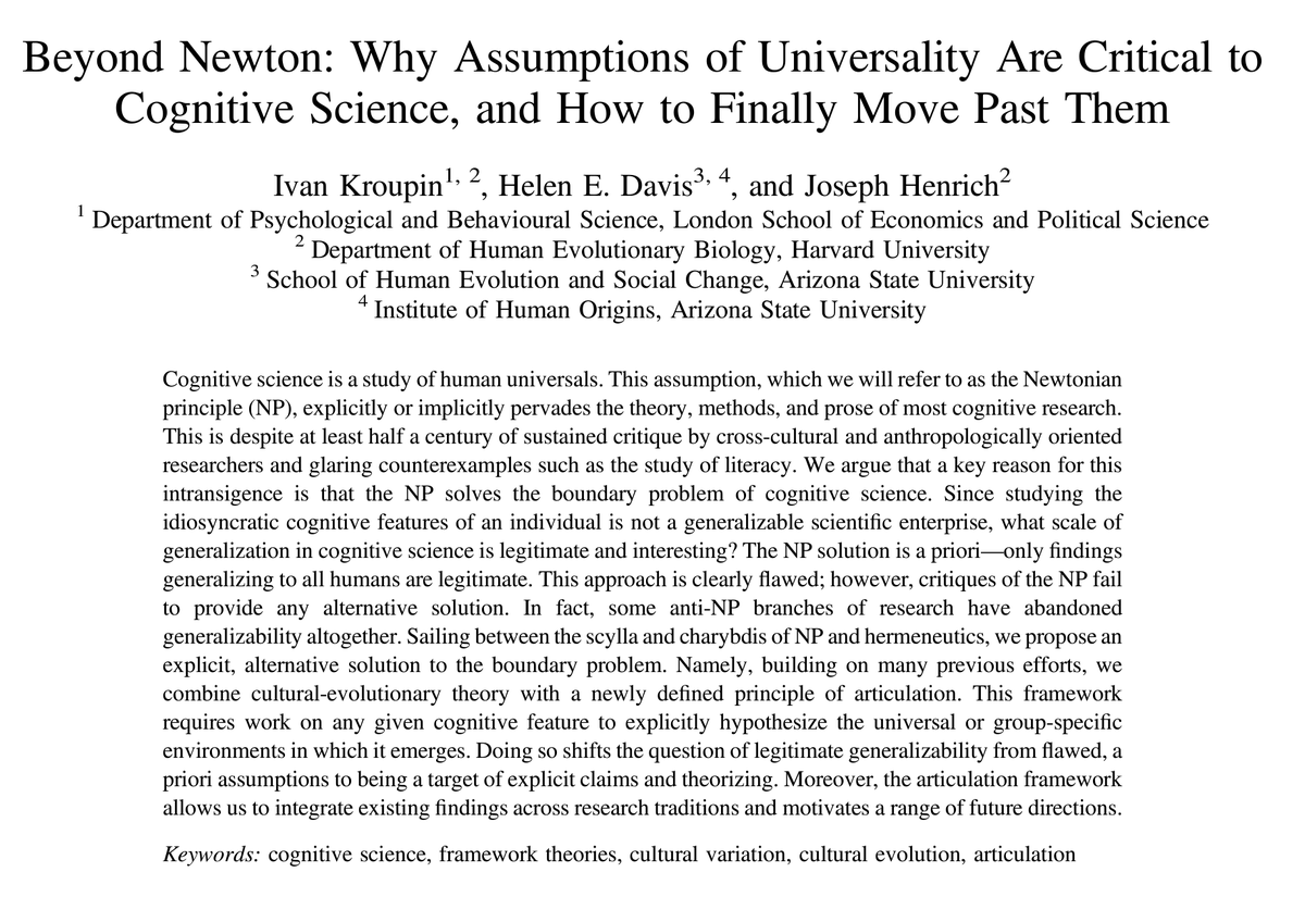 Our new piece in Psychological Review is out: A collaboration with my former post-docs, Ivan Groupin (LSE, dev psych) and @Helen_E_Davis (ASU, anthro) psycnet.apa.org/fulltext/2024-… @StevenHeine4 @ThomasTalhelm @slingerland20