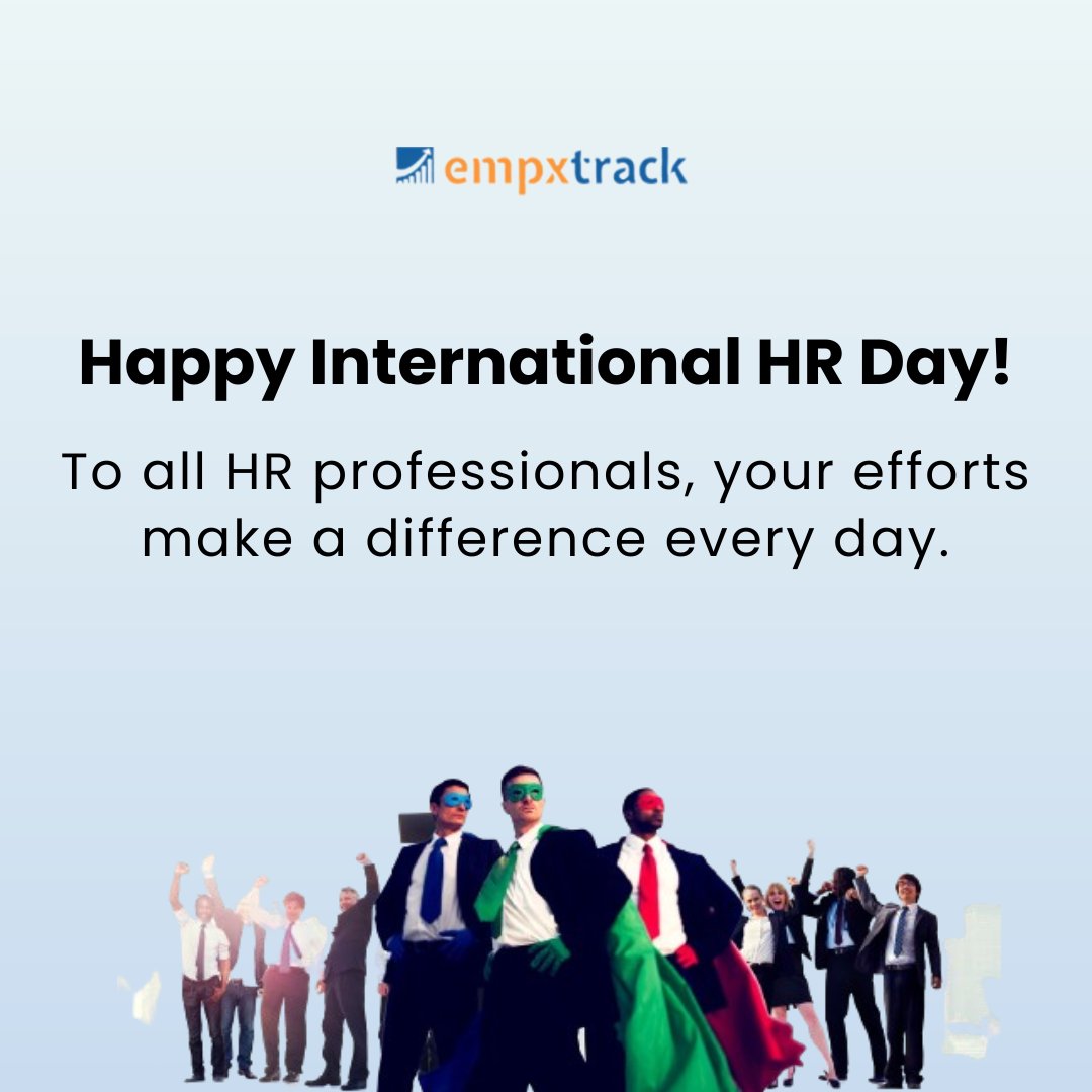 On this International HR Day, we salute the incredible HR professionals worldwide! 🌍 Empxtrack wishes you a fantastic HR Day! #internationalhrday #hrday2024 #hr #hrprofessionals #humanresources #hrheroes #globalhr #innovativehr #celebratehr #hrsoftware #hrtech #empxtrack