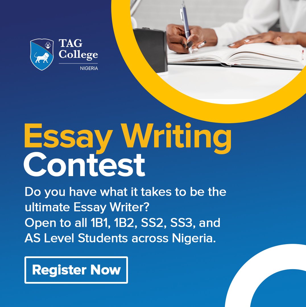 Are you a senior high school student in Nigeria capable of turning words into magic? 📝

Join our Essay Writing Contest and compete against your peers, and seize the opportunity to shine bright. 🏆 

Click here for more: 👇
tagcollege.ng/essay-writing-…

#TAGCollegeEWC #GreatnessAwaits