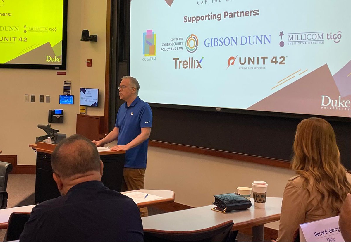 @hofftechpolicy kicks off @DukeSanford cybersecurity programme at #Duke gathering global senior cybersecurity leaders. #CCLatam is proud to support the programme as partner.