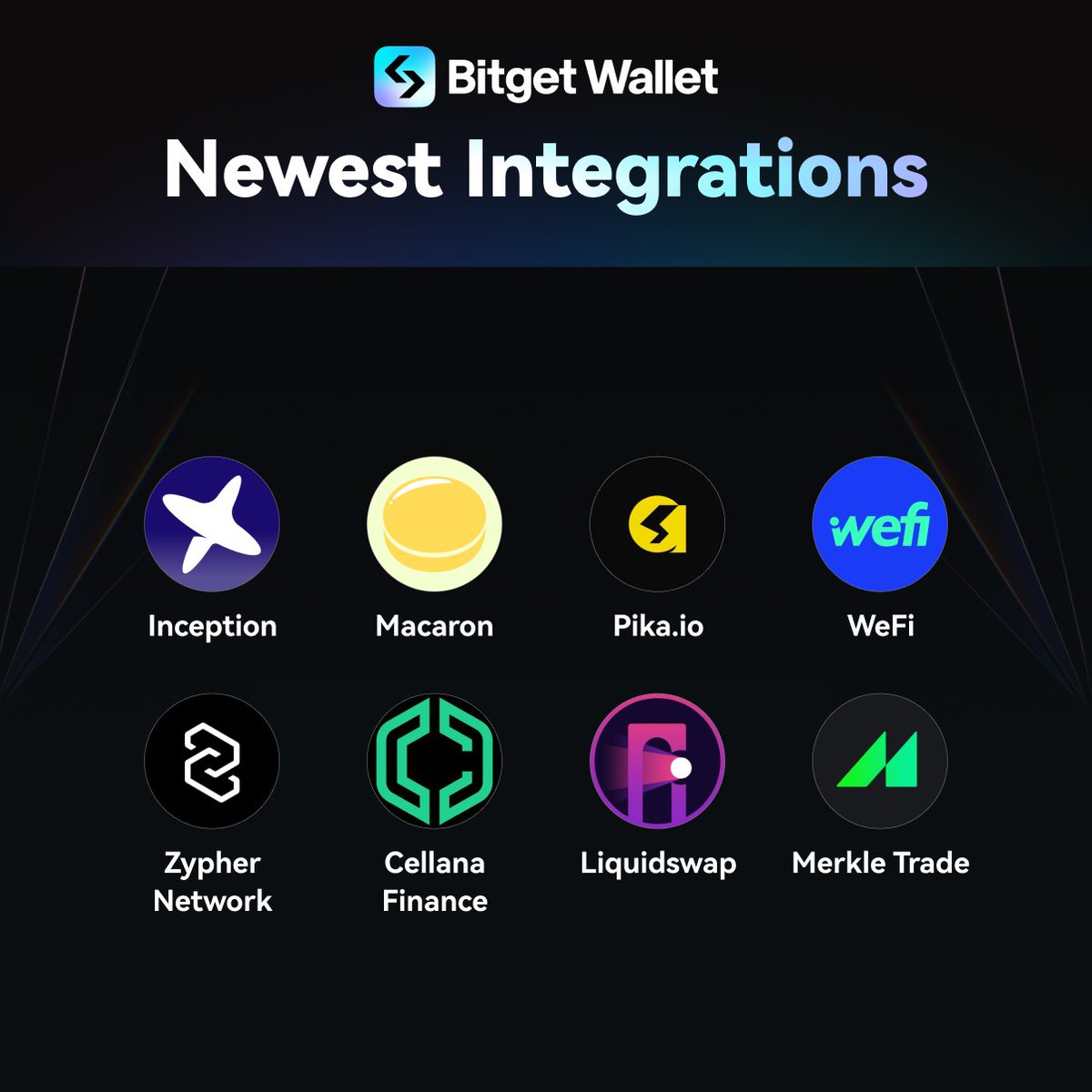 🚂 Choo choo! All aboard the Bitget Wallet's Newest Integrations!

🔥 Welcome in frens:
@InceptionLRT @macarondex @Pika_Web3 @wefi_xyz @Zypher_Network @CellanaFinance @PontemNetwork @Merkle_Trade 

👀 Let us know in the comments who you would like to see integrated this week!