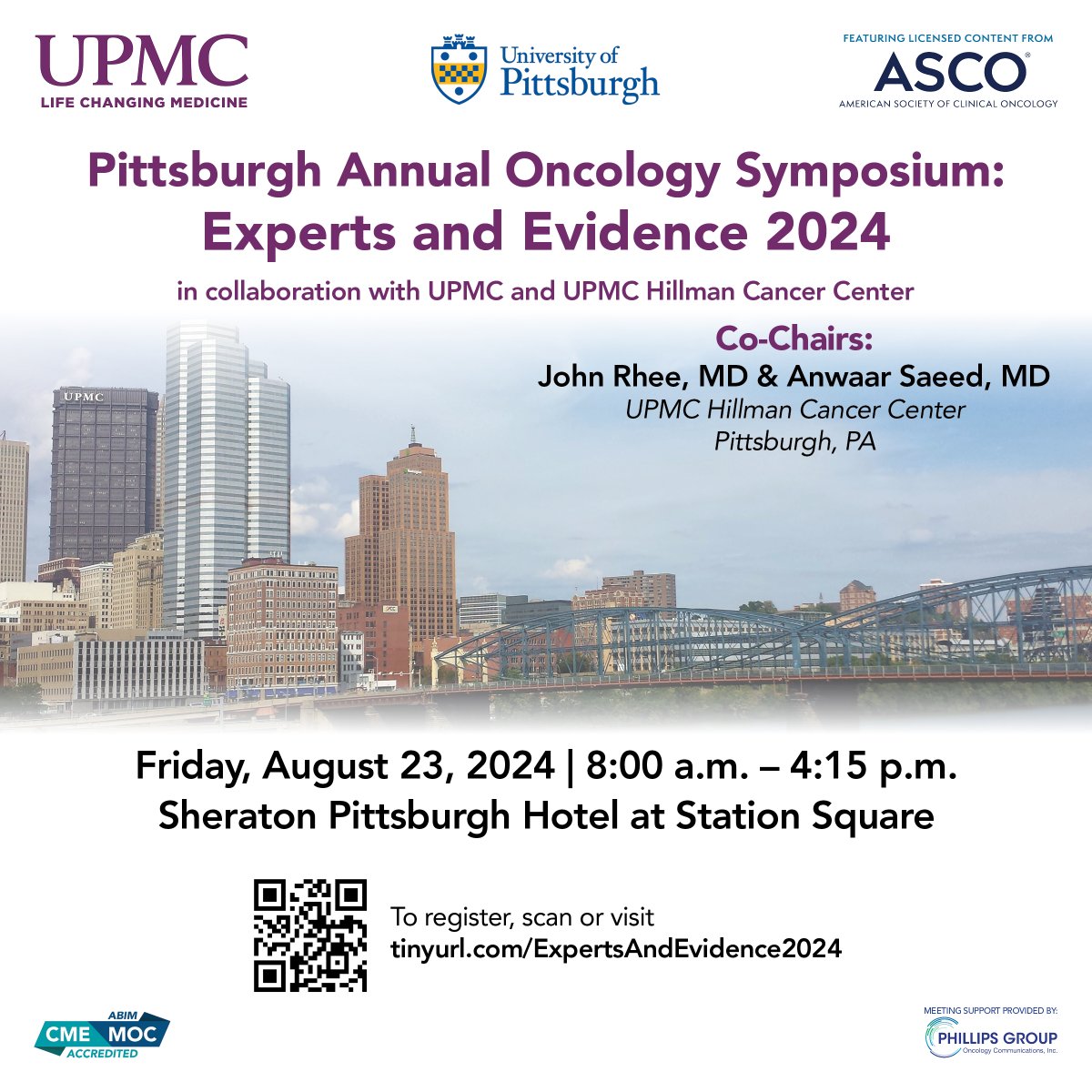 Looking forward to discussing Targeted Therapy in NSCLC at the @UPMCHillmanCC Pittsburgh Annual Oncology Symposium on Friday August 23, 2024. Great lung sessions with Drs. Liza Villaruz, Mark Socinski, Tim Burns, and @SudhamshiToom. Hope to see you there!