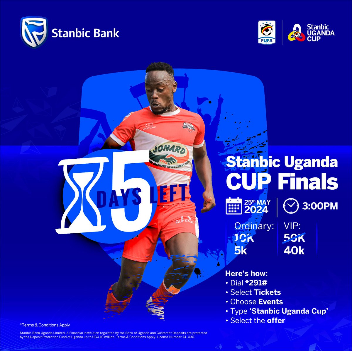 5 Days to Go! Get Ready for the #StanbicUgandaCup Finale this weekend. 📌Muteesa II Stadium in Wankulukuku. Dial *291# to get your tickets at a discounted price courtesy of #FlexiPay now.