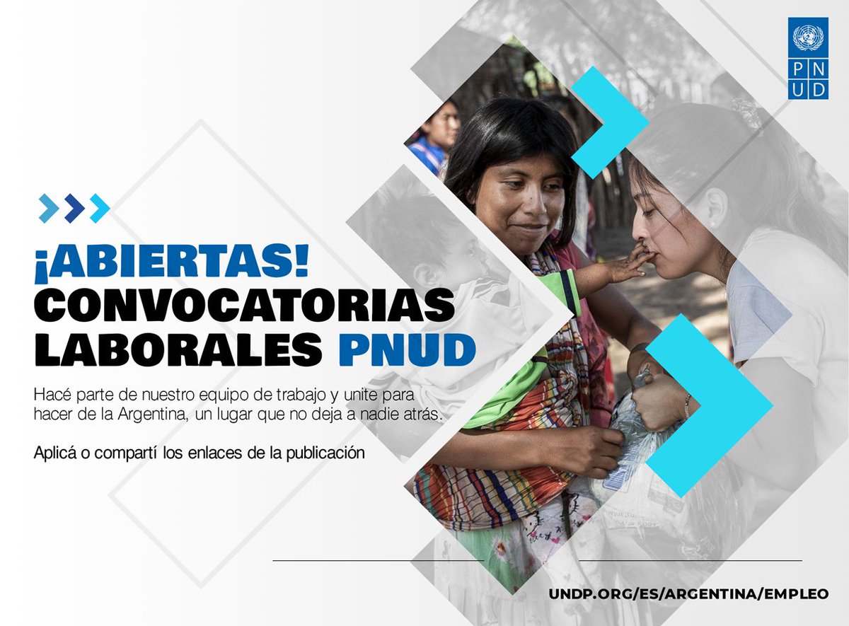 ¡Te estamos buscando! Consulta nuestra página de empleo para consultar nuestras posiciones abiertas para trabajar en @PNUDArgentina . undp.org/es/argentina/e…