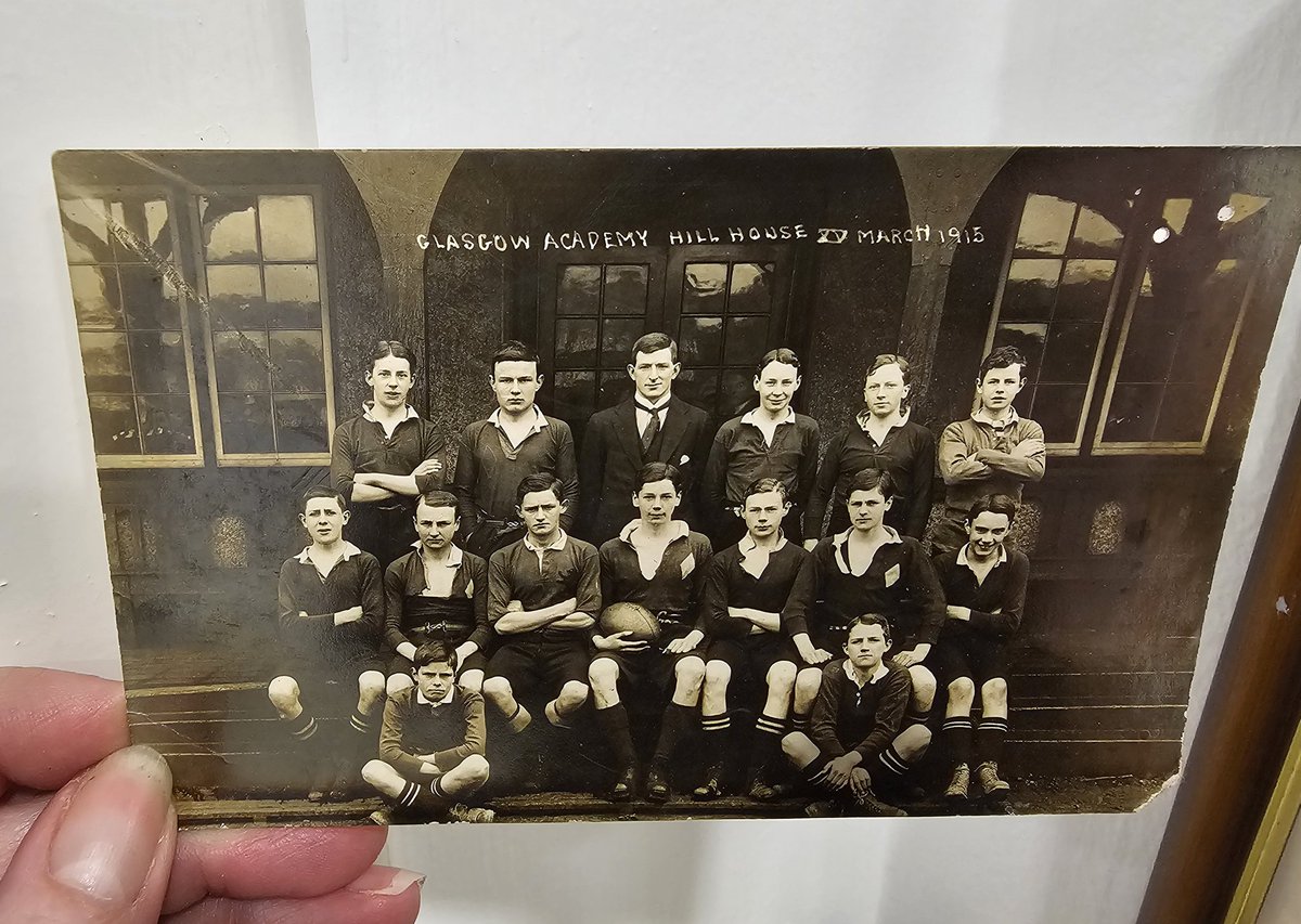 We were donated this fabulous photo dated 27 March 1915. But can anyone help us place the location? It says Hill House. Could it be a sports pavilion somewhere and the team was playing an away game?