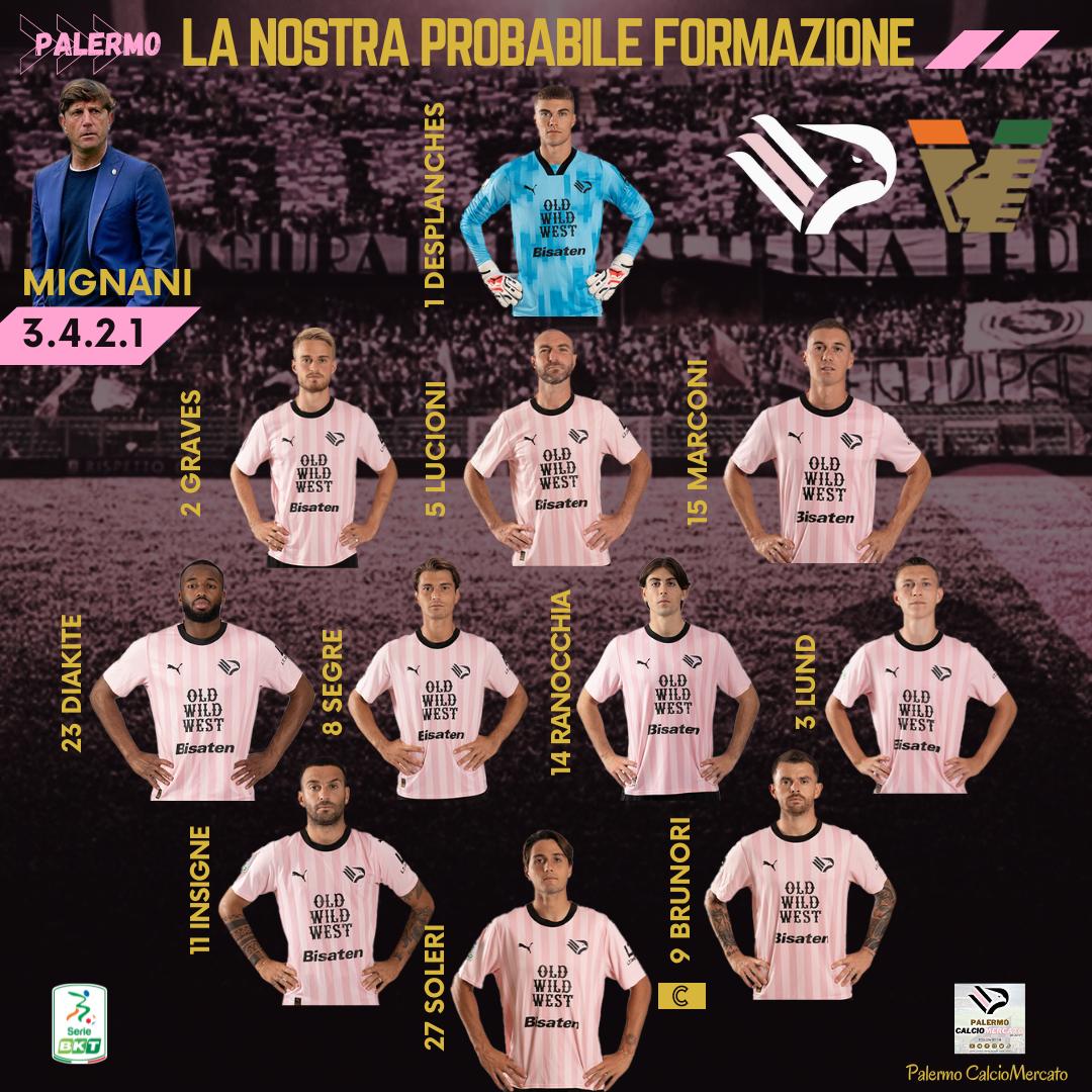 PalermoCalcMerc's tweet photo. #Palermo 
La nostra probabile formazione 🩷🖤 https://t.co/KSwjBlNm4y