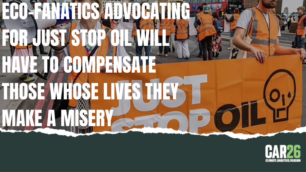 As part of new plans being developed by Downing Street to counteract its protest mayhem, Just Stop Oil will be required to pay compensation. The group will have to reimburse those whose lives their antics disturb, along with other eco-clowns. #CostOfNetZero @LoisPerry26