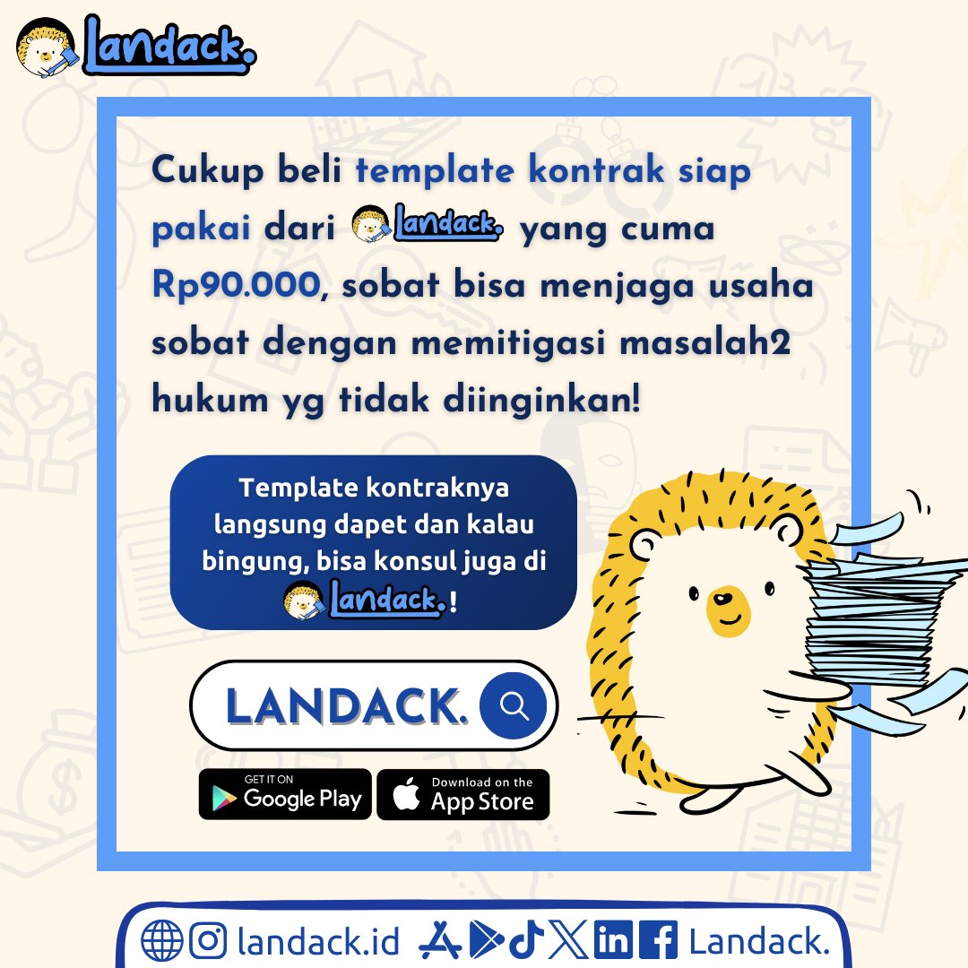 Landackid's tweet photo. Jaga usaha sobat dari awal, jangan menganggap remeh kekuatan kontrak yang sah~

#landack #jasahukum #aplikasihukum #draftperjanjian #pengacara #indonesia #solusihukum #jualbelibarang #hukum #masalah #bisnis #tenagakerja #konsultasihukum #layananhukum #pejuangrupiah #pengusaha https://t.co/0mHoqcVMeX