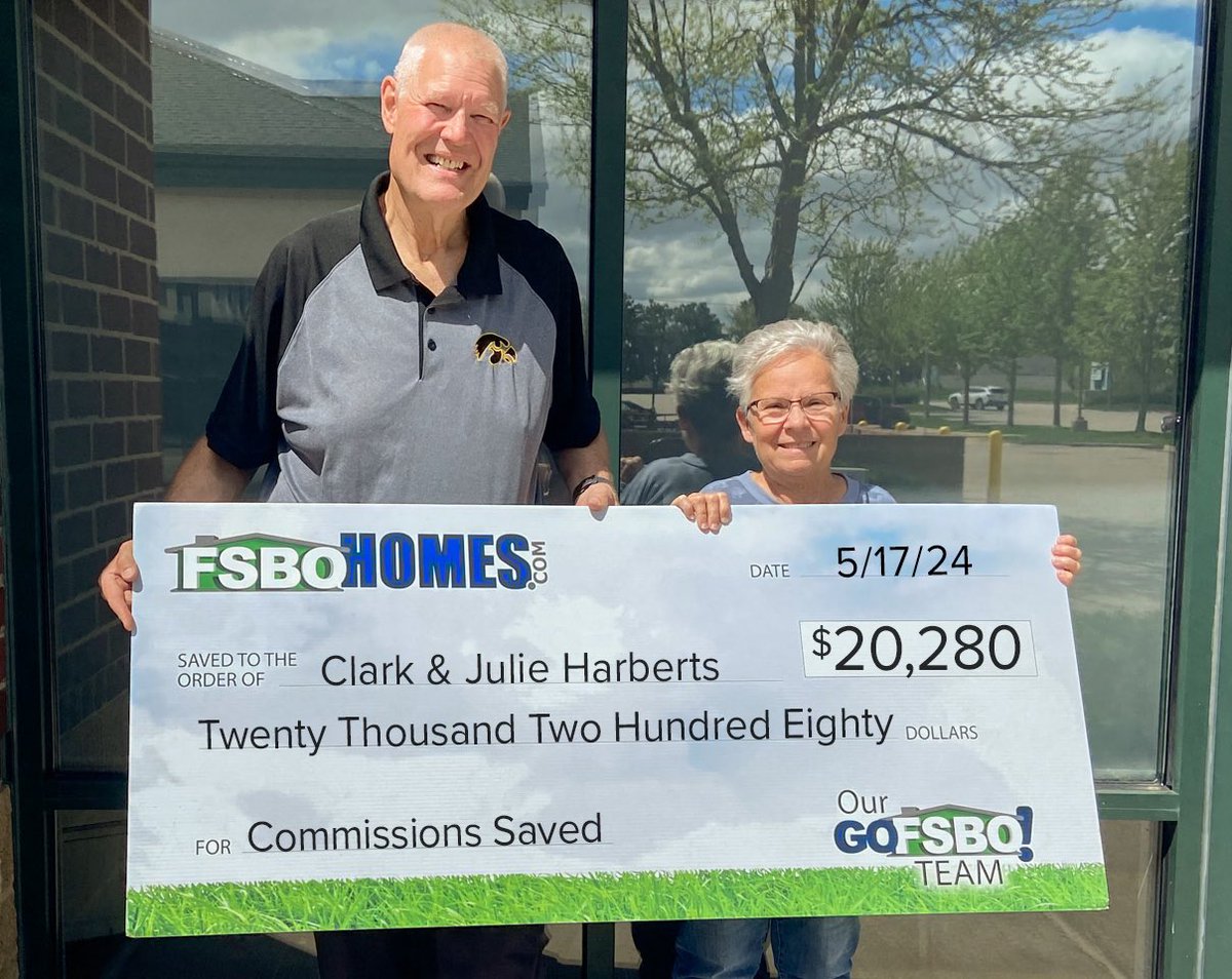 Clark & Julie sold in 33 days and saved $20,280 in commissions by using our services. Learn how you can save at FSBOHOMES.COM. The way selling a home should be! Congratulations! 

#thewaysellingahomeshouldbe #fsbohomescedarrapids #fsbohomescom #FSBOHOMES #realestate