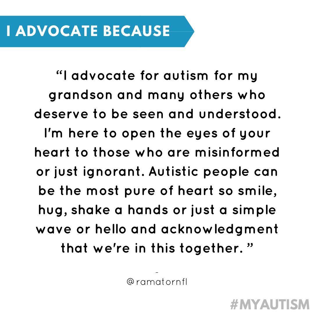 We asked, you answered. Thank you to everyone who shared why you are an #AutismAdvocate! This month, we’ll be sharing your reasons.

We’re grateful to all the amazing advocates in our community. Interested in getting more involved? Visit myautism.org