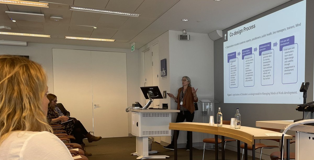 Really interesting insights from @L_E_Thomson @UniofNottingham on the importance of co-creation in developing line manager learning at our @ERC_UK & @ESRC @PrOPEL_Hub event on Mental Health, Workplace Wellbeing & Productivity…