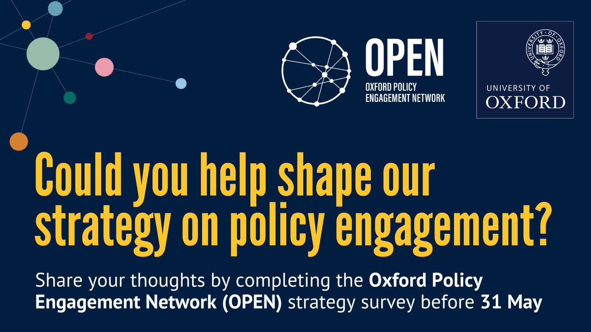 📣Are you a @UniofOxford researcher, member of professional services staff, or policy professional interested in #policy engagement? Share your insights to improve support for policy engagement & shape future strategy Fill in this short survey by 31 May⬇️ shorturl.at/X6TGH