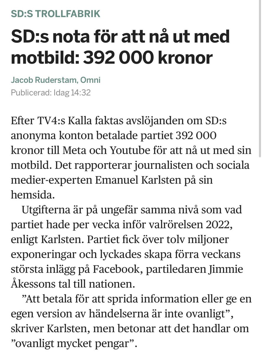 Det var billigt, särskilt med tanke på hur mkt vi fick gratis av TV4 och exakt alla andra medier i hela Sverige. Tack och bock! SD2024🇸🇪