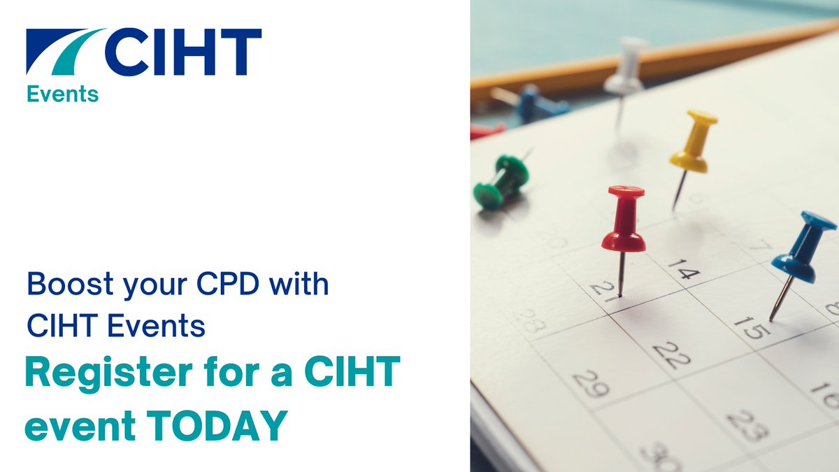 Getting your CPD done couldn't be simpler, with the upcoming CIHT events. Here's just a sample of what we've got in-store for you. Discover all our forthcoming events and secure your place TODAY!!! ciht.org.uk/events-listing/