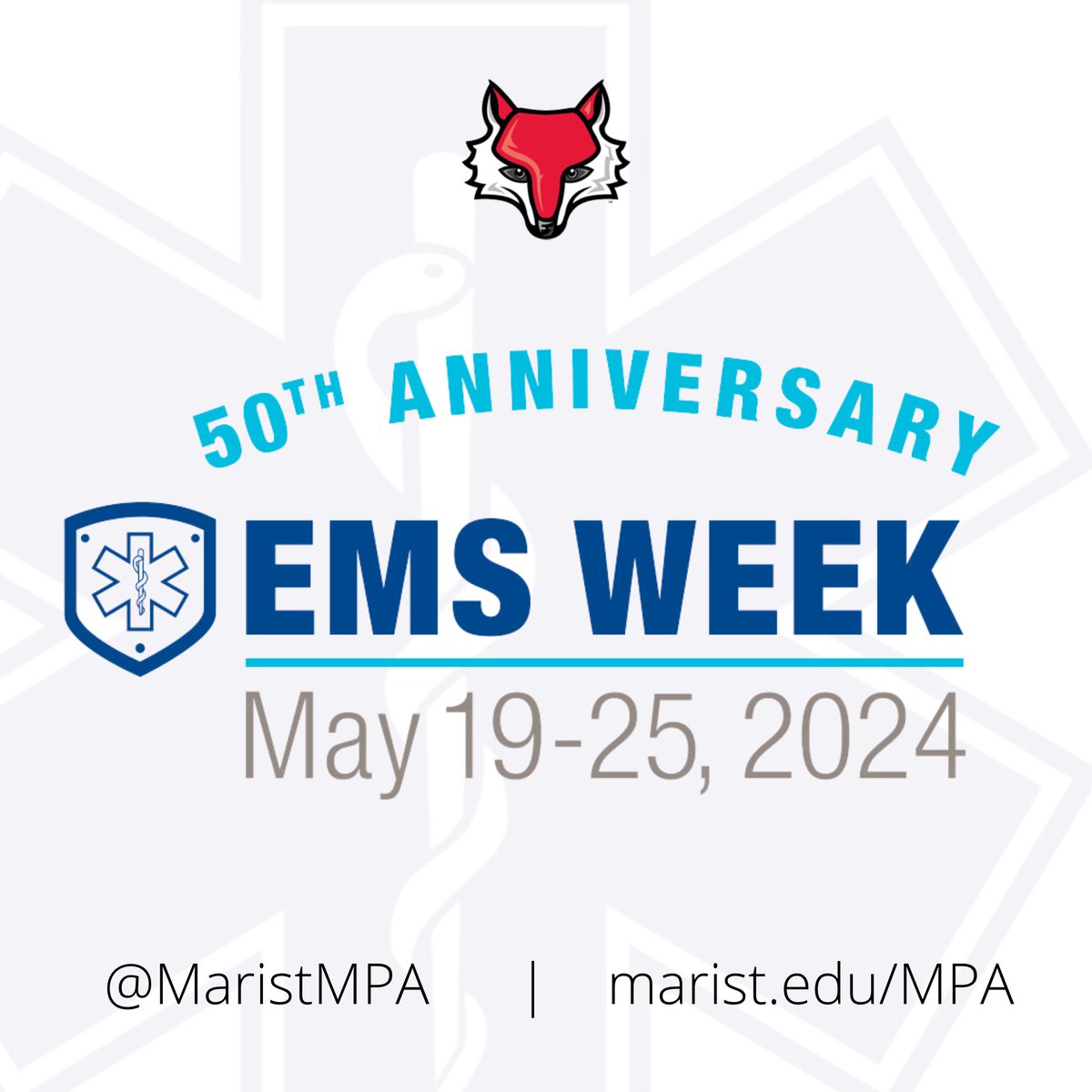 The Marist MPA program is proud to celebrate the 50th anniversary of Emergency Medical Services Week. We're grateful for the dedication, skill, and professionalism of our MPA students who work in EMS, and for our local campus EMS provider @FairviewFireDis #NationalEMSWeek