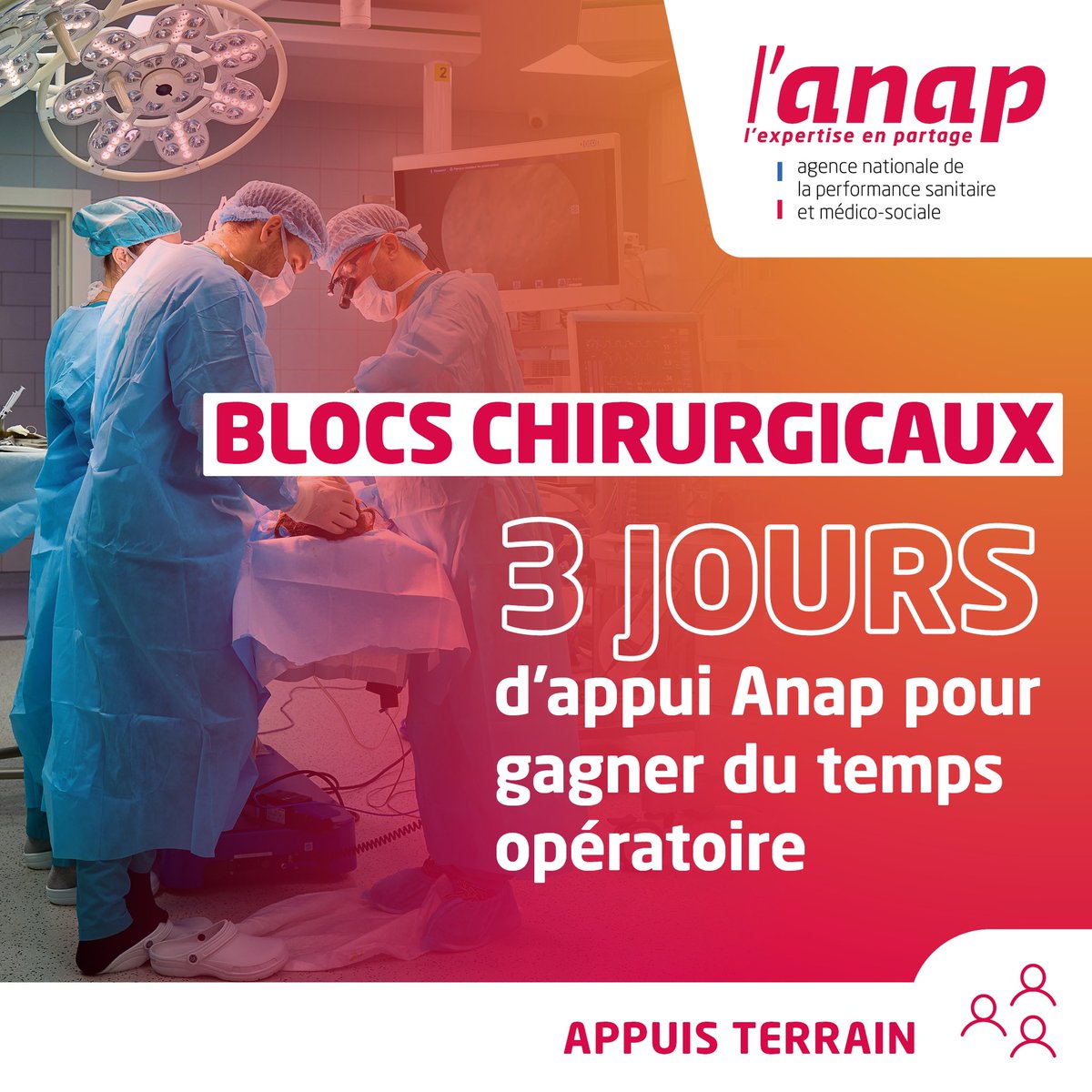 🎯Blocs chirurgicaux : gagnez du temps opératoire et améliorez votre attractivité !

Vous souhaitez améliorer l'organisation &amp; la performance de vos blocs opératoires ? L'Anap lance un appui terrain.

💼Candidatez jusqu'au 30/06 ➡️anap.fr/s/actualite?ac…