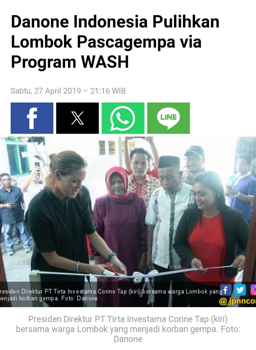 Program WASH telah dijalan di berbagai wilayah di Indonesia. Dan menghasilkan manfaat yang besar bagi masyarakat. Di Lombok misalnya, pasca gempa 2019, Danone AQUA memberikan bantuan melalui program WASH yang berkontribusi memulihkan keadaan di sana