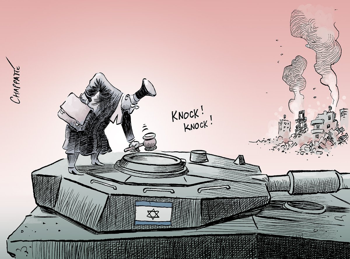 #ICC seeks arrest warrant against #Netanyahu - © Chappatte in Le Canard enchaîné, France 👉 chappatte.com/en/images/inte…