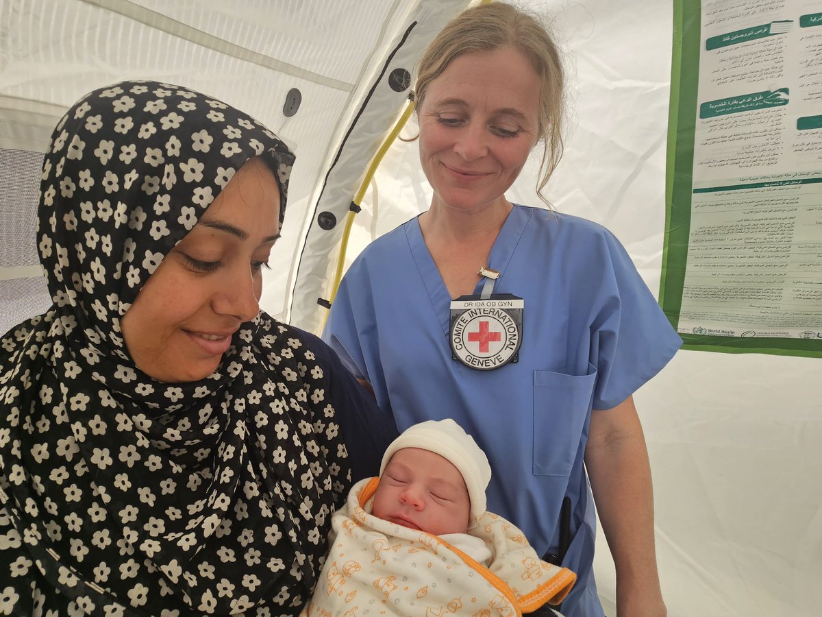 👶Baby Sanad is the first baby born in the ICRC’s field hospital in #Rafah The mother's journey was full of anxiety & fear throughout multiple displacements, constantly looking for safety. Sanad means 'support', what she says she hopes he'll grow to become for others around him.