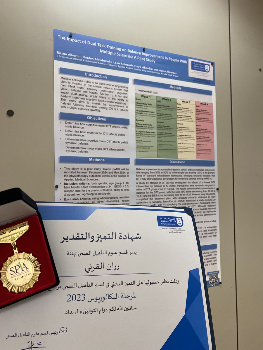 pt_razan's tweet photo. سعيدة وفخورة بحصول بحثنا على جائزة التميز البحثي من قسم التأهيل الصحي و ايضاً من الجمعية السعودية للعلاج الطبيعي..

الشكر موصول لزميلات النجاح🫂
ولمشرفتنا الداعمة د. اسماء الدرع ولكل من دعمنا وساندنا❤️❤️ https://t.co/szt4lFlqpL