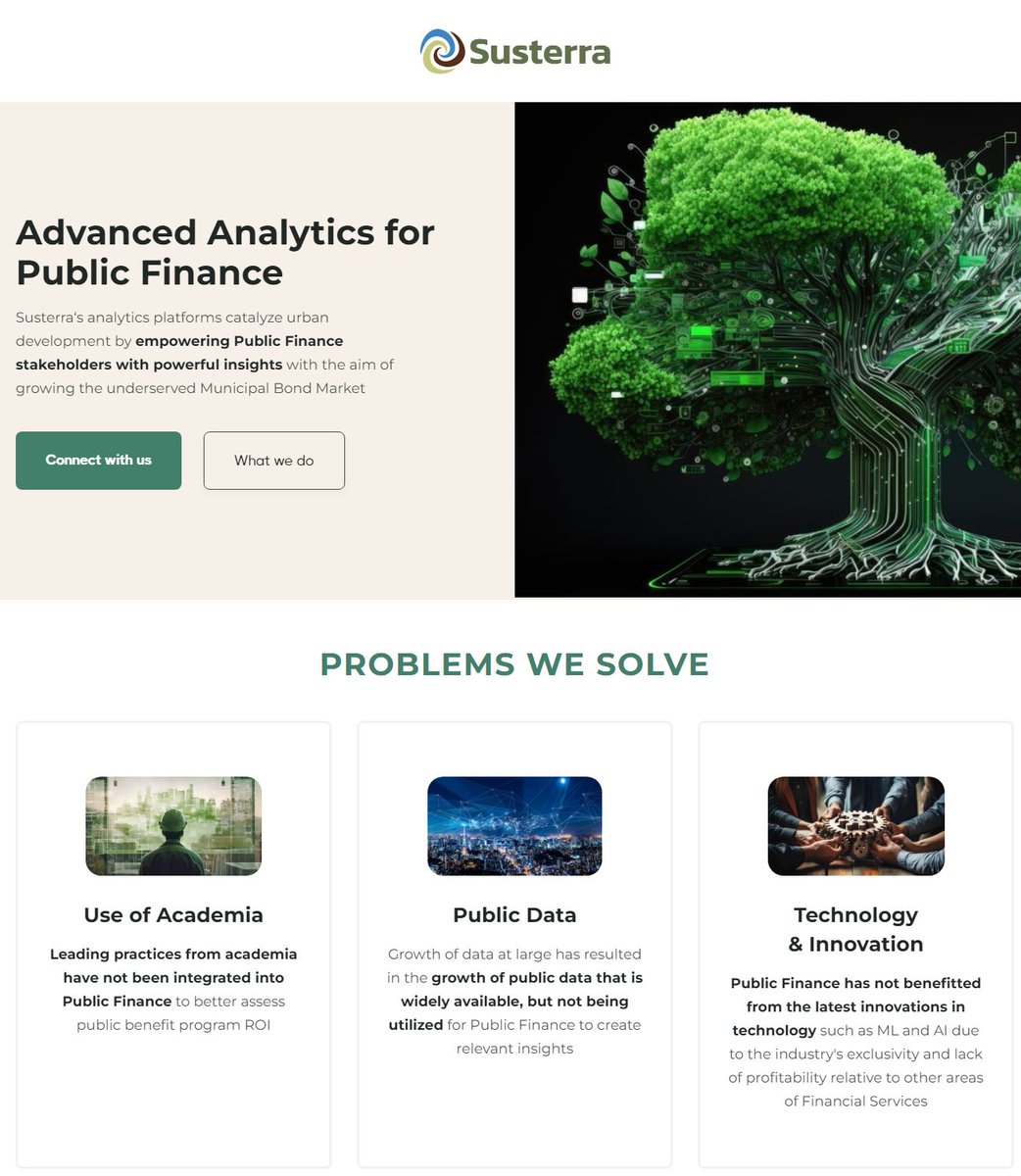 AI Tool of the Day: Susterra

Susterra is an advanced analytics platform that focuses on public  finance, specifically the underserved Municipal Bond Market. 

ai-search.io/tool/susterra

#ai #aitools #chatGPT #GPT4 #Productivity #Finance #InvestmentTips #InvestmentOpportunity