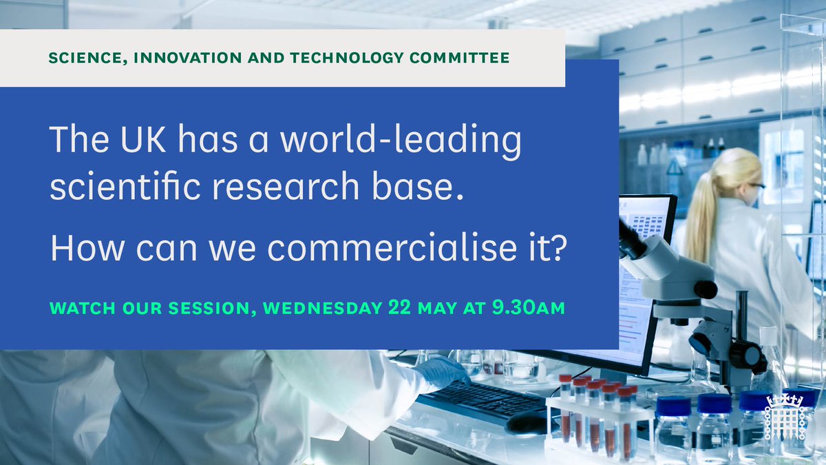 🧪On Wednesday, we’re holding a session on how we can make sure our research centres have benefits for health, the economy and wider society. We’re hearing from - @FresherLiving - @Purespringtx - @FraunhoferUK - @innovateuk - @HVM_Catapult Find out more: committees.parliament.uk/event/21371/fo…