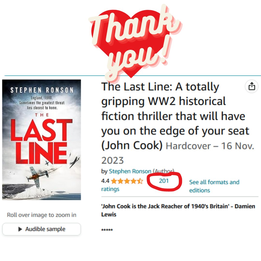 Being a writer's a solitary business, and you never know if anyone else will ever read your book. So it's been amazing these last few months to see the reader review numbers ticking up on Amazon. Thanks so much to everyone who's read and reviewed! 😍 The Last Line is out in