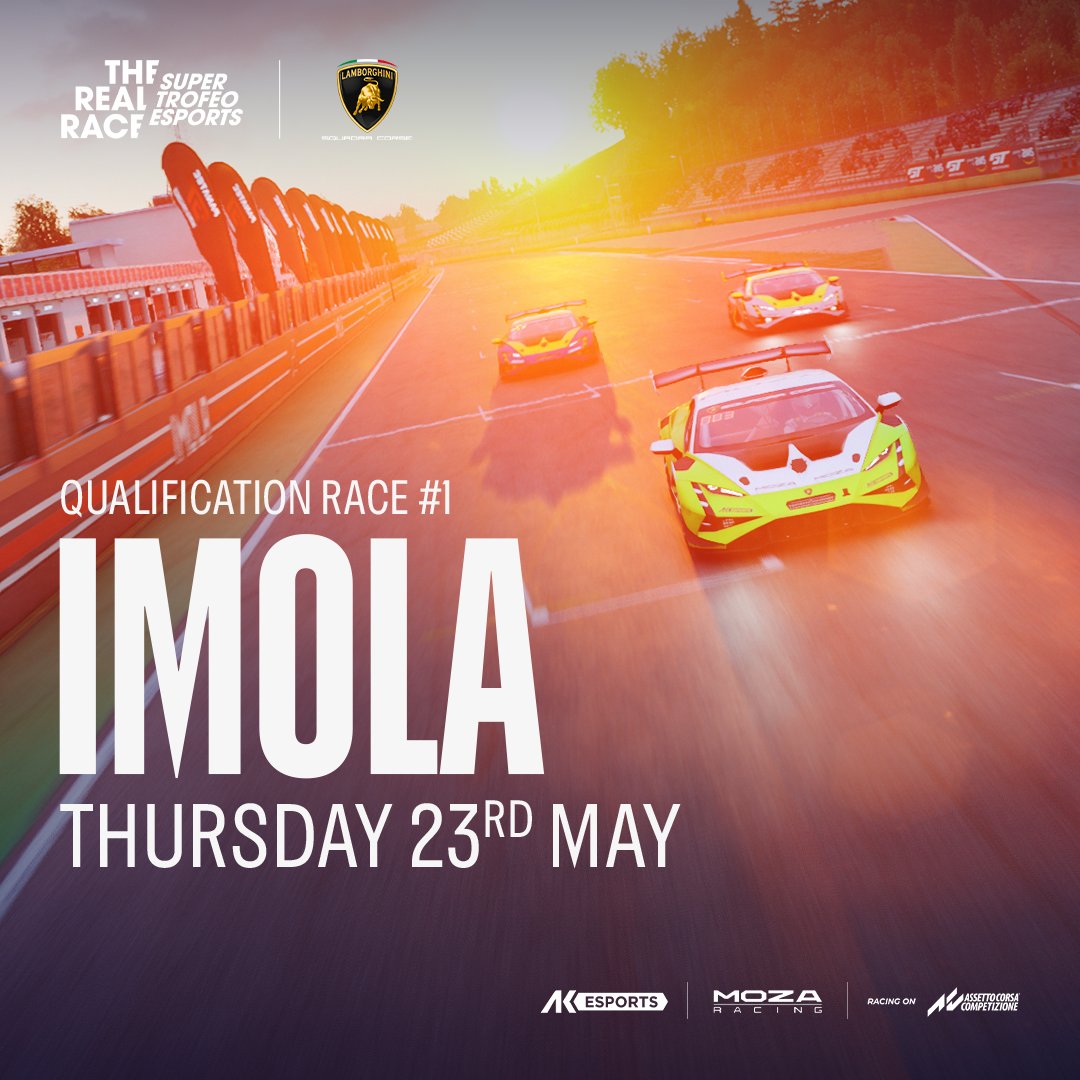 First race, first streaming 🔥 See you on May 23rd at 20:30 for the first round of the Real Race Super Trofeo Esports 2024 with the beautiful circuit of Imola 🇮🇹 Watch the show on youtube.com/watch?v=7nCWYJ… Racing on @AC_assettocorsa Competizione @Lamborghini - @LamborghiniSC -