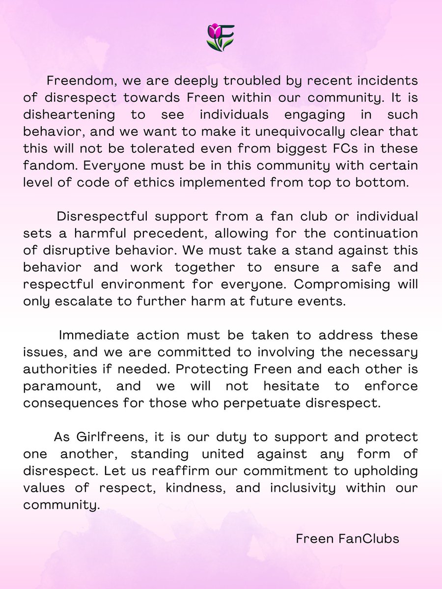 Compromising shouldn’t be a thing when dealing with toxic support. 

We condemn what happened today. And it shouldn’t happen again. 

Please ban those people for the future events. 

@IDOLFACTORYTH @freenbeckfc